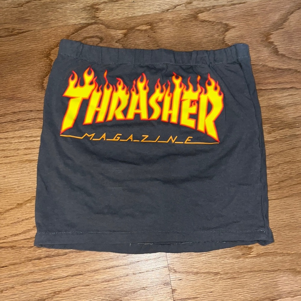 womans strapless thrasher shirt